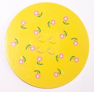 6177pb003 | Tile, Round 8 x 8 with 4 Studs in Center with Pink Flowers Pattern | LEGOPART