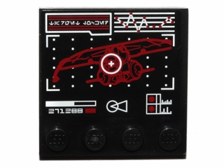 6179pb075 | Tile, Modified 4 x 4 with Studs on Edge with White Target on Red Droid Gunship Display Pattern | LEGOPART