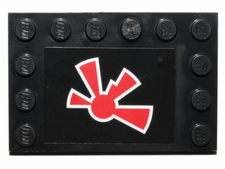 6180pb072 | Tile, Modified 4 x 6 with Studs on Edges with Red Jek-14 Insignia Pattern | LEGOPART