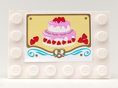 6180pb097 | Tile, Modified 4 x 6 with Studs on Edges with Cake with Strawberries Pattern | LEGOPART