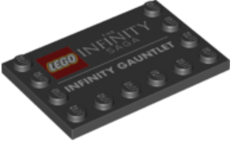 6180pb145 | Tile, Modified 4 x 6 with Studs on Edges with 'THE INFINITY SAGA' and 'INFINITY GAUNTLET' Pattern | LEGOPART