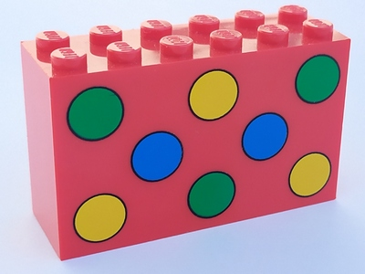 6213p02 | Brick 2 x 6 x 3 with Green, Yellow and Blue Dots Pattern | LEGOPART