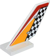 6239pb040 | Tail Shuttle with Checkered Rudder and Red and Bright Light Orange Pattern on Both Sides | LEGOPART