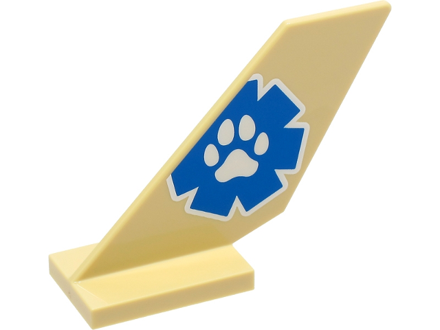 6239pb104 | Tail Shuttle with Blue and White Wildlife Rescue Logo with Paw Print Pattern on Both Sides | LEGOPART