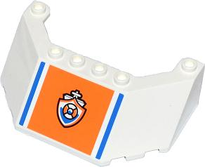 62576pb02 | Windscreen 5 x 8 x 2 with Blue Lines and Coast Guard Logo on Orange Background Pattern | LEGOPART