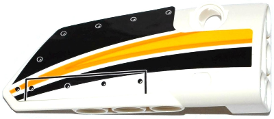 64391pb027 | Technic, Panel Fairing # 4 Small Smooth Long, Side B with Yellow, Orange and White Stripes on Black Background Pattern | LEGOPART