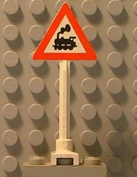 649pb06a | Road Sign Triangle with Train Engine with Cab Window Pattern | LEGOPART