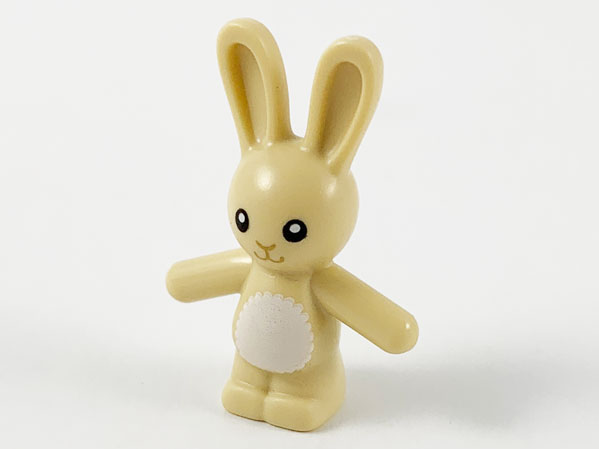 66965pb01 | Bunny / Rabbit Standing with Black Eyes, Dark Tan Nose and Mouth, White Stomach Pattern | LEGOPART