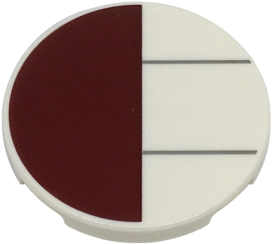 67095pb087 | Tile, Round 3 x 3 with Dark Red Half Circle and Dark Bluish Gray Lines Pattern | LEGOPART