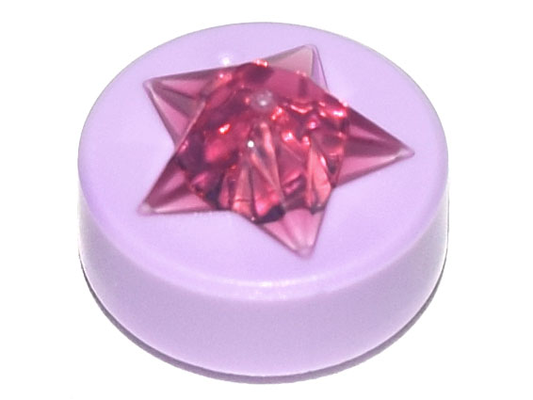 72046pb01 | Tile, Round 1 x 1 x 2/3 with Molded Trans-Dark Pink Star Pattern | LEGOPART