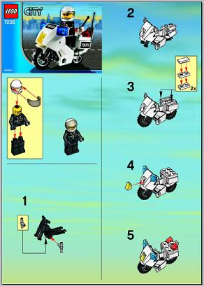 7235-1 | Police Motorcycle - Black/Green Sticker Version | INSTRUCTIONS | LEGOPART