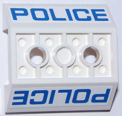 72454pb001 | Slope, Inverted 45 4 x 4 Double with 2 Holes with Blue 'POLICE' Pattern on Both Sides | LEGOPART