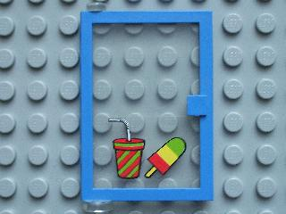 73436c01pb04 | Door 1 x 4 x 5 Left with Trans-Clear Glass and Drink and Ice Pop | LEGOPART