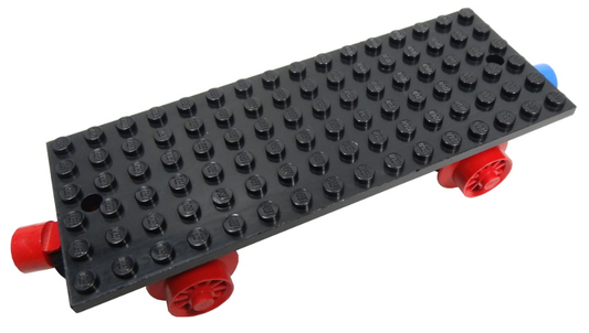 736c02 | Train Base 6 x 16 Type I with Wheels and Red and Blue Magnets | LEGOPART