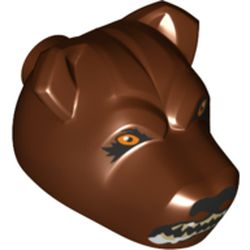 78536pb03 | Dog Head with Black Nose, Bright Light Orange Eyes, Snarling Mouth with Foam Pattern | LEGOPART