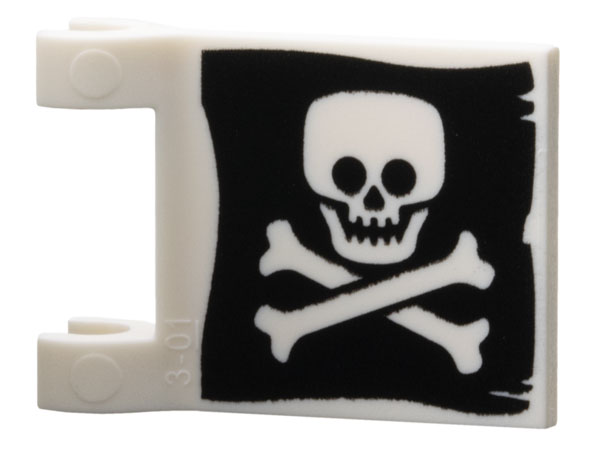 80326pb019 | Flag 2 x 2 Square with Flared Edge with Flat Skull and Crossbones on Black Background Pattern on Both Sides | LEGOPART