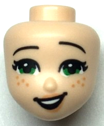 84067 | Mini Doll, Head Friends with Green Eyes, Black Eyebrows, Open Mouth Lopsided Smile and Freckles Pattern | LEGOPART