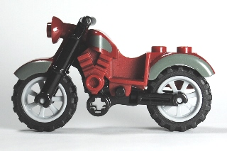 85983pb02c01 | Motorcycle Vintage with Black Chassis and Light Bluish Gray Wheels with Dark Bluish Gray Trim Pattern | LEGOPART