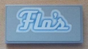 87079pb0044 | Tile 2 x 4 with White 'Flo's' Script Pattern (Sticker) - Set 8487 | LEGOPART