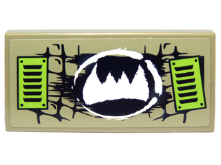 87079pb0123 | Tile 2 x 4 with Black Scales, White Fangs Symbol, and Lime Vents Pattern | LEGOPART