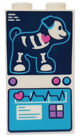 87544pb043 | Panel 1 x 2 x 3 with Side Supports - Hollow Studs with Puppy X-Ray Image and Medical Chart Pattern | LEGOPART