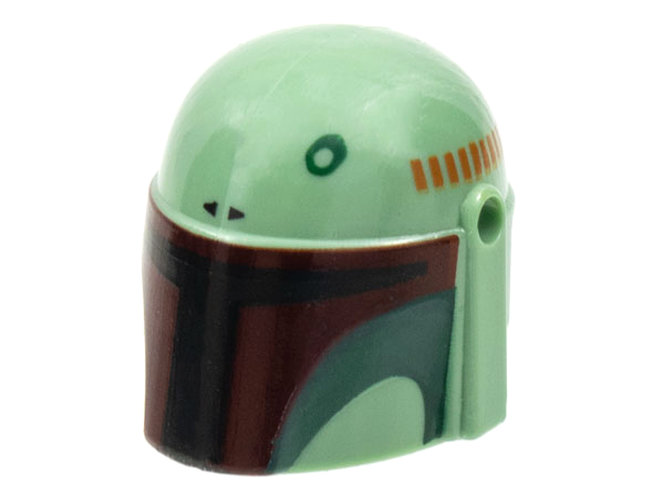 87610pb14 | Minifigure, Headgear Helmet with Holes, SW Mandalorian with Black and Dark Red Visor, Dark Green Cheek Indents and Circle Pattern | LEGOPART