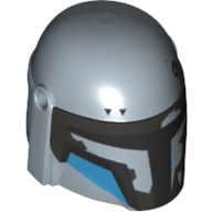 87610pb16 | Minifigure, Headgear Helmet with Holes, SW Mandalorian with Visor, Dark Silver Highlights, Dark Azure and Black Cheek Indents Pattern | LEGOPART