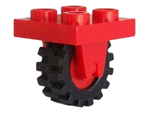 8c02 | Plate, Modified 2 x 2 with Wheel Holder Bottom with Red Wheel with Black Tire Offset Tread Small | LEGOPART