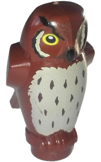 92084pb01 | Owl, Angular Features with Black Beak, Yellow Eyes, and Tan Chest Feathers Pattern | LEGOPART