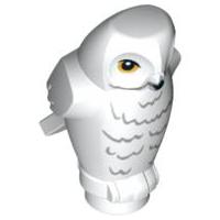 92084pb03 | Owl, Angular Features with Black Beak, Bright Light Orange Eyes, and Dark Bluish Gray Rippled Chest Feathers Pattern | LEGOPART