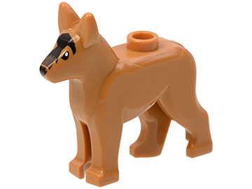 92586pb01 | Dog, Alsatian / German Shepherd with Black Eyes, Nose, Blaze and Dark Brown Muzzle Pattern | LEGOPART