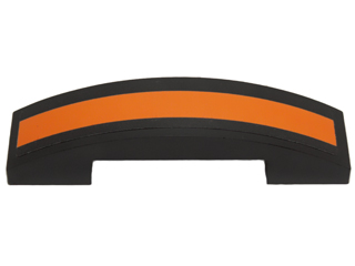 93273pb048 | Slope, Curved 4 x 1 x 2/3 Double with Orange Stripe on Black Background Pattern | LEGOPART