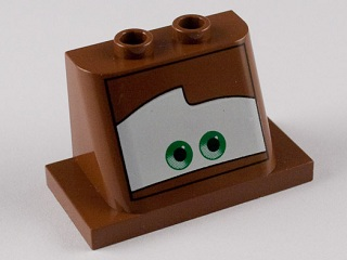 93598pb01 | Windscreen 2 x 3 x 2 with 2 x 4 Base with Green Eyes Looking Straight on White Background Pattern | LEGOPART