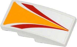 93606pb012 | Slope, Curved 4 x 2 with Red and Bright Light Orange Stripes Pattern | LEGOPART