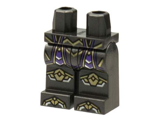 970c00pb1400 | Hips and Legs with Armor, Gold and Silver Panel Lines, Dark Purple Trim Pattern | LEGOPART