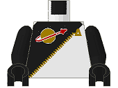 973p6bc02 | Torso Futuron Uniform with Black Panel, Gold Zipper, and Classic Space Logo Pattern / Black Arms / Black Hands | LEGOPART