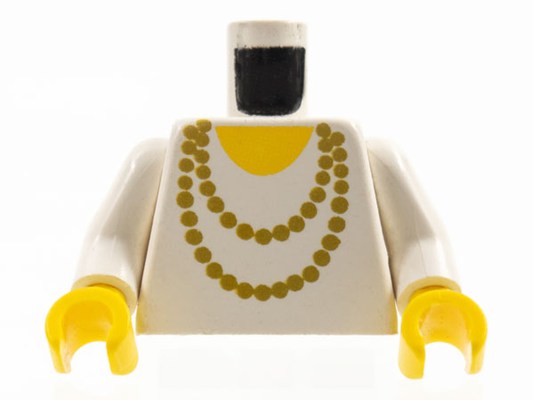 973p72c01 | Torso Necklace Gold and Yellow Undershirt Pattern / White Arms / Yellow Hands | LEGOPART