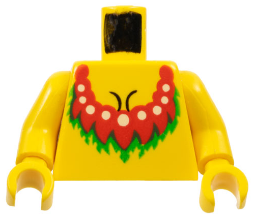 973pb0064c01 | Torso Female Islander with Red and Green Necklace Pattern / Yellow Arms / Yellow Hands | LEGOPART