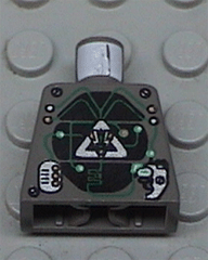 973pb0082 | Torso Space Insectoids Silver Logo on Black Panels, 2 Silver Panels Pattern | LEGOPART