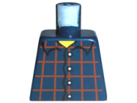 973pb0086 | Torso Shirt Dark Red Plaid, 4 White Buttons, Narrow Yellow Neck Pattern | LEGOPART