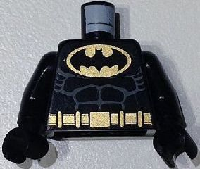 973pb0183c01 | Torso Batman Logo in Gold Oval with Muscles and Gold Belt Pattern / Black Arms / Black Hands | LEGOPART