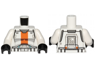 973pb1343c01 | Torso SW Armor Republic Trooper with Orange Stripe Pattern / White Arms / Black Hands | LEGOPART