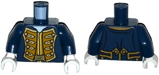 973pb1930c01 | Torso Pirate Bluecoat Governor Pattern / Dark Blue Arms / White Hands | LEGOPART