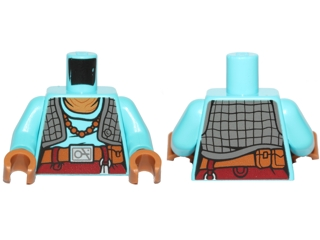 973pb2190c01 | Torso SW Maz Kanata with Medium Azure Undershirt and Dark Gray Quilted Vest Pattern / Medium Azure Arms / Medium Nougat Hands | LEGOPART