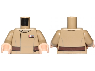 973pb2225c01 | Torso SW Jacket with Resistance Army Lieutenant Rank Badge and Reddish Brown Belt Pattern / Dark Tan Arms / Light Nougat Hands | LEGOPART