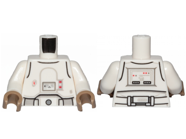 973pb3504c01 | Torso SW Armor Snowtrooper with Printed Back Pattern 2 / White Arms / Dark Tan Hands | LEGOPART