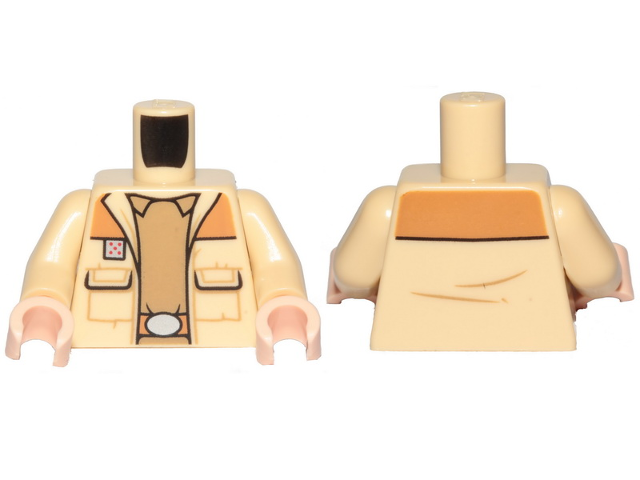 973pb4121c01 | Torso SW Coat, Pockets, Red General Insignia and Dark Tan Shirt Pattern / Tan Arms / Light Nougat Hands | LEGOPART