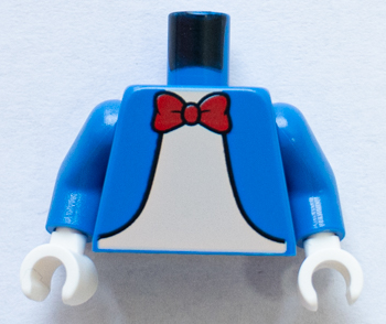 973pb4264c01 | Torso Jacket, Red Bow Tie and Light Nougat Shirt Pattern / Blue Arms / White Hands | LEGOPART