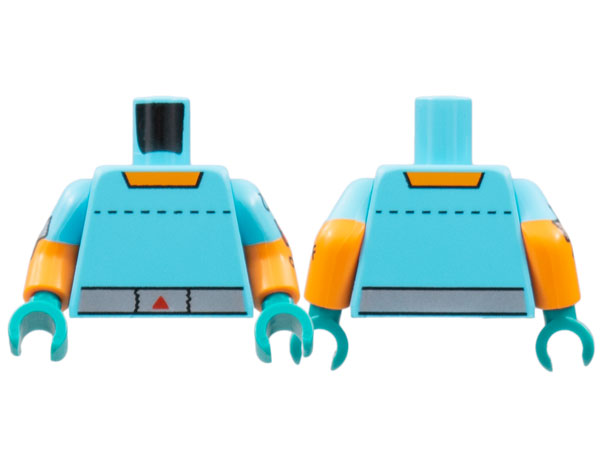 973pb4869c01 | Torso Orange Collar, Dotted Line, Silver Belt Pattern / Orange Arms with Medium Azure Short Sleeves, Silver Tape, 'ON/OFF' Switch Pattern / Dark Turquoise Hands | LEGOPART