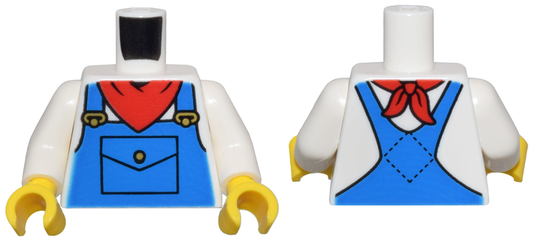 973pb5497c01 | Torso Blue Overalls, Pocket, Gold Buckles, and Red Bandana Pattern / White Arms / Yellow Hands | LEGOPART